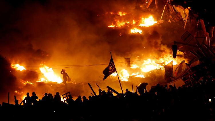 Der Maidan in Kiew im Februar 2014 kurz vor der Flucht von Präsident Janukowitsch