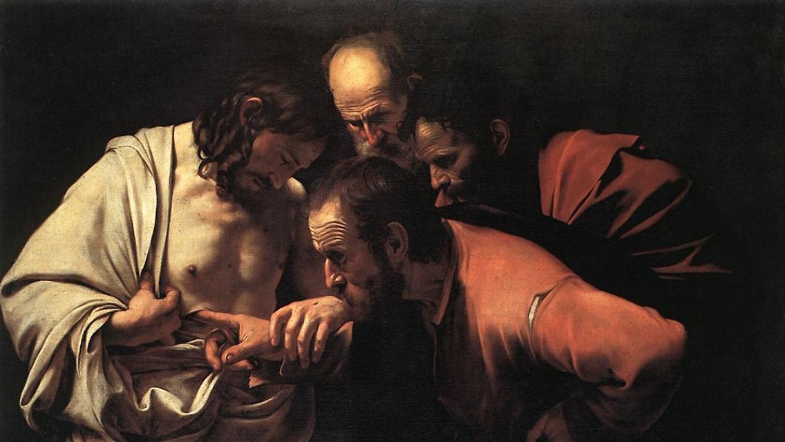 Eine sehr eindrückliche Auferstehungsgeschichte hat Johannes: Als Jesus den Jüngern erscheint, ist der Apostel Thomas nicht dabei. Die anderen erzählen ihm, dass Jesus auferstanden ist, doch Thomas glaubt ihnen kein Wort. Thomas sagt: "Wenn ich nicht in seinen Händen die Nägelmale sehe und meinen Finger in die Nägelmale lege und meine Hand in seine Seite lege, kann ich's nicht glauben."