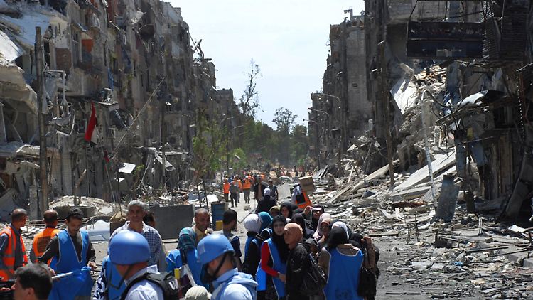 Das Flüchtlingslager Jarmuk war bereits in den vergangenen Jahren bei Kämpfen stark beschädigt worden. (Archivbild)