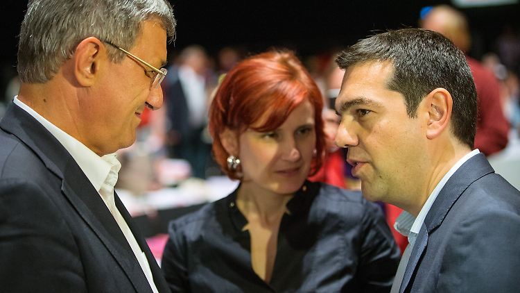 Tsipras mit den Linken-Chefs Riexinger und Kipping