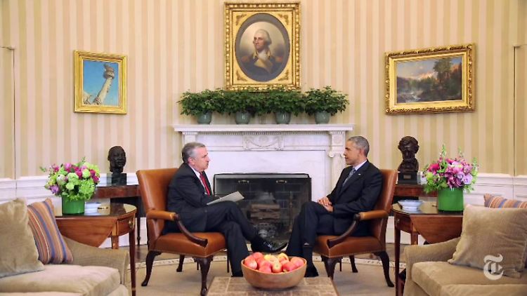 Video-Interview im Oval Office im Weißen Haus: Obama nahm sich für das Gespräch mit Friedman reichlich Zeit.