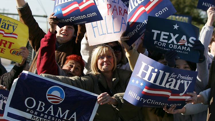 Im innerparteilichen Wahlkampf der Demokraten trafen 2008 Barack Obama und Hillary Clinton aufeinander.