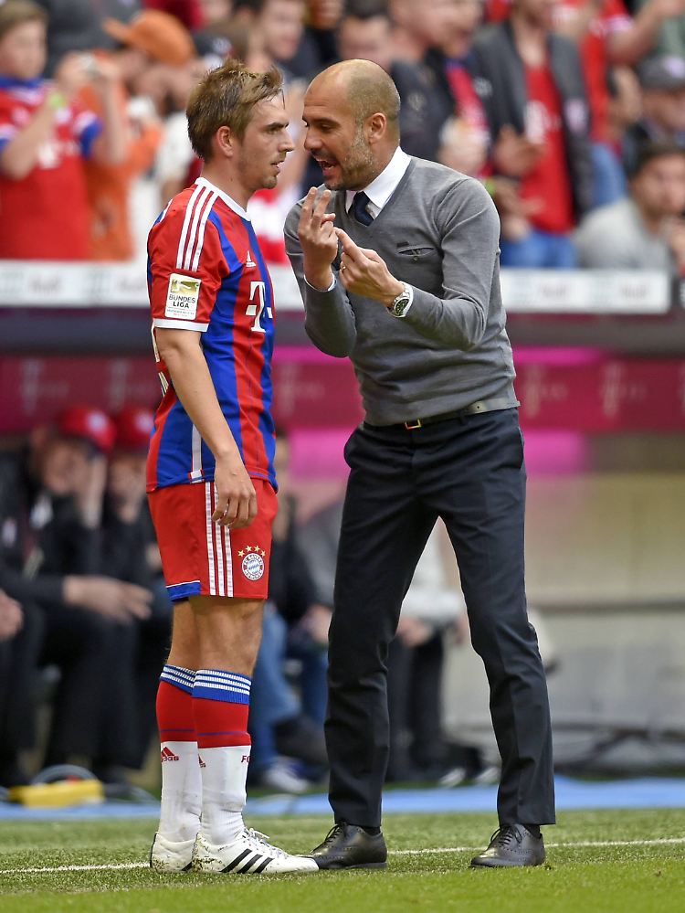 "Wie lange noch?" Kapitän Philipp Lahm und Trainer Josep Guardiola.