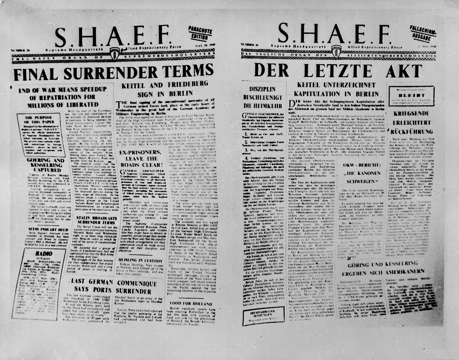 Es ist "der letzte Akt" und er ereignet sich kurz nach Mitternacht, am 9. Mai 1945, im sowjetischen Hauptquartier in Berlin-Karlshorst.