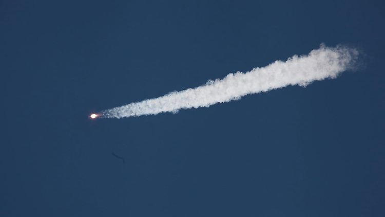 Die Sojus-Rakete samt Raumfrachter beim Start am 28. April.
