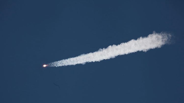Die russische Sojus-Rakete mit dem Raumfrachter des Typs "Progress" beim Start am 28. April.