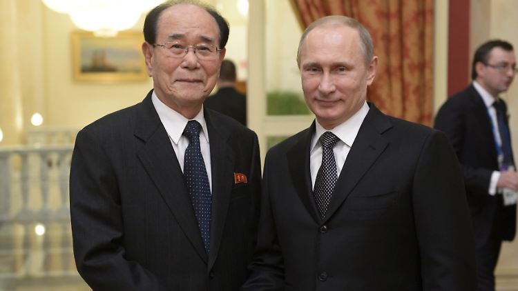 Schon im Februar 2014 reiste Kim Yong Nam (l.) nach Moskau. 