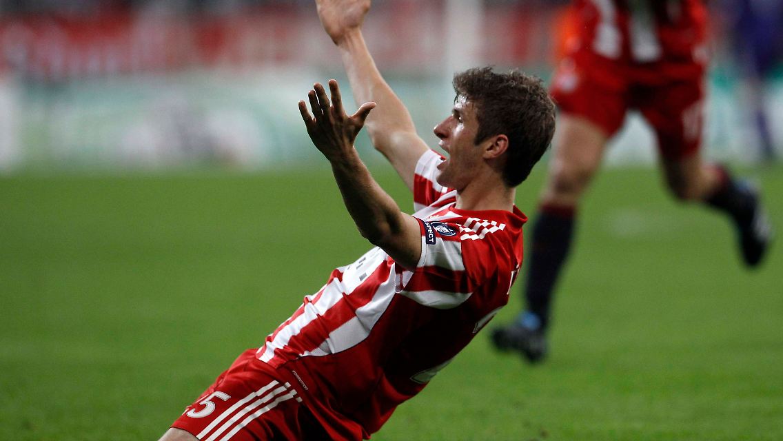 Thomas Müller nach seinem 1:0 gegen den AS Rom: "In der Theorie wollte ich den so machen."