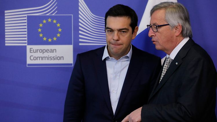 In Brüssel traf der griechische Premier Tsipras auf Kommissionpräsident Juncker - und auf eine gemeinsame harte Linie der Geldgeber. 