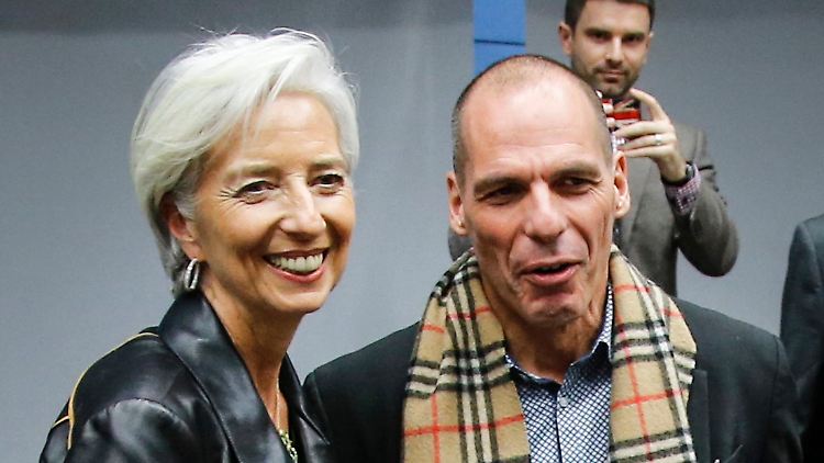 IWF-Chefin  Christine Lagarde mit dem griechischen Finanzminister Yanis Varoufakis.