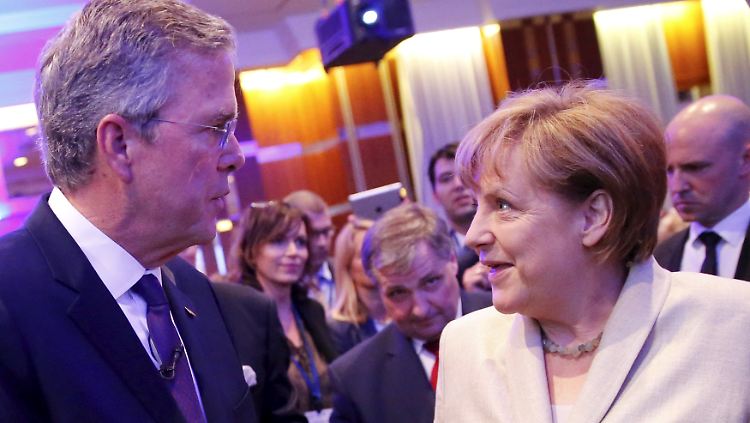 Bush und Merkel am 9. Juni bei der Veranstaltung des CDU-Wirtschaftsrates.