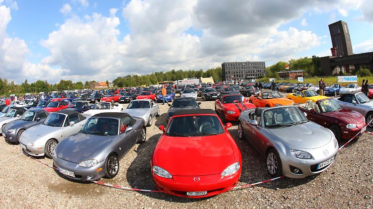 Eintrag geschafft: Mit mehr als 600 Autos haben es die MX-5-Fans ins Guinness-Buch geschafft.