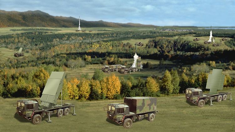 Computeranimation des Luftabwehrsystems Meads im Einsatz.