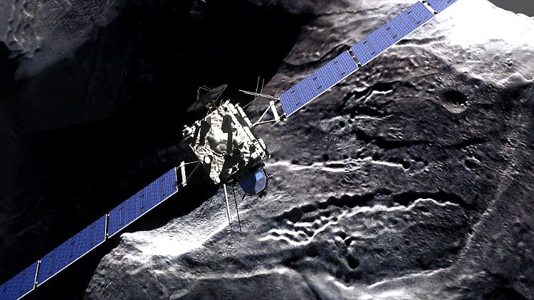 "Philae" war am 12. November auf Tschuri gelandet. Die Sonde ist das erste von Menschen geschaffene Gerät, das weich auf einem Kometen aufsetzte.
