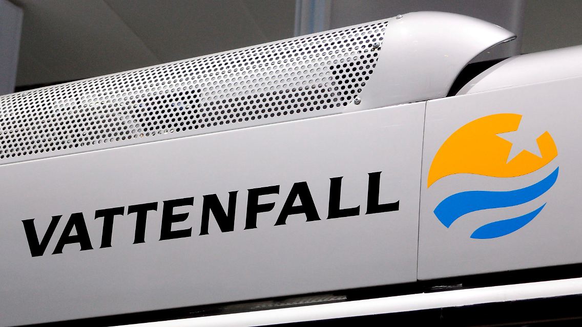 Das Logo von Vattenfall, aufgenommen auf der IAA in Hannover.