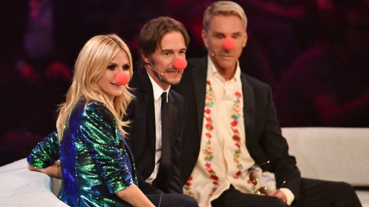 Klum, Hayo und Joop (v.l.) beim abgebrochenen GNTM-Finale am 14. Mai 2015 in Mannheim.