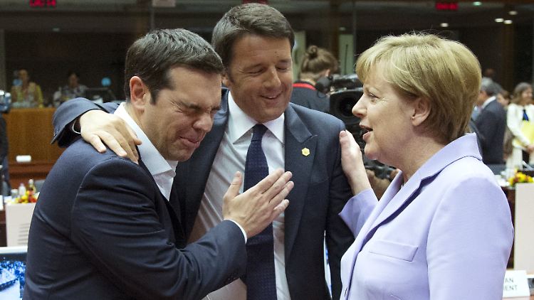 Die Stimmung in Brüssel ist offenbar zum Brüllen. Die Regierungschefs aus Griechenland, Italien und Deutschland, Tsipras, Renzi und Merkel, verstehen sich prächtig.