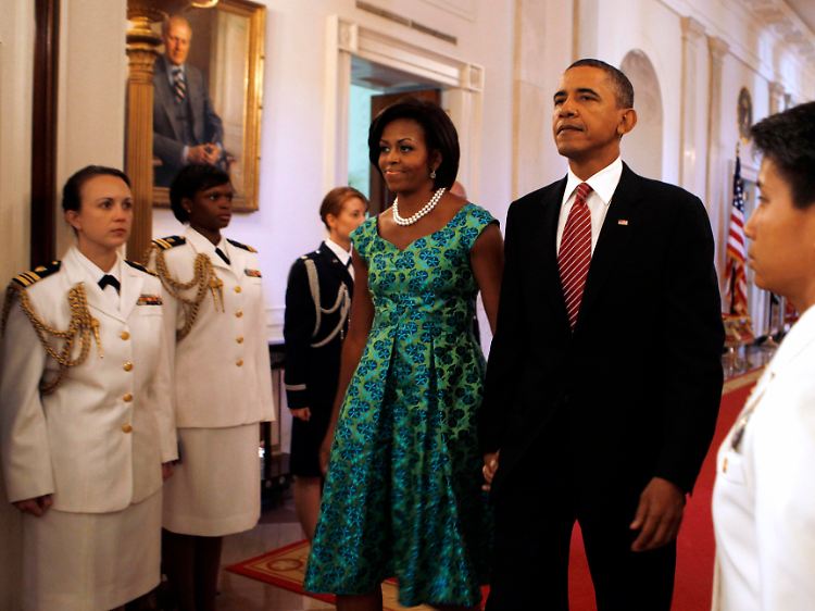 Michelle Obama an der Seite ihres Mannes.