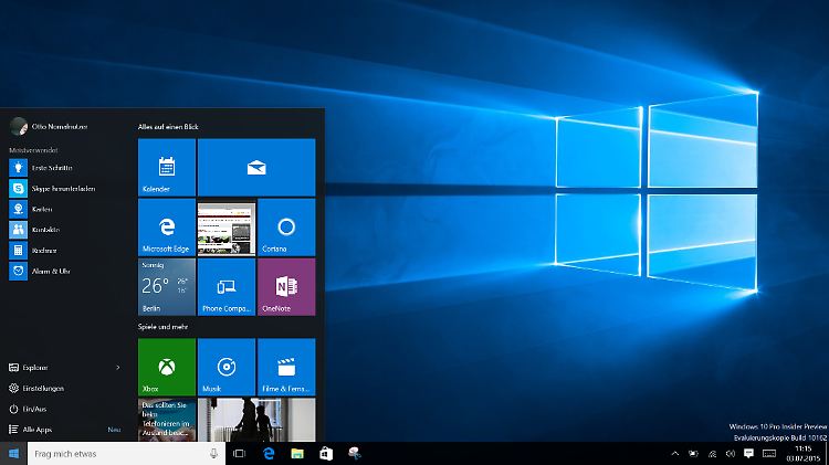 Windows 10 läuft in der jüngsten Vorschau-Version Build 10162 sehr schnell und stabil.