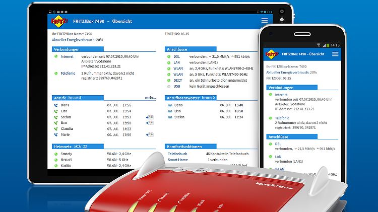Die neue Benutzeroberfläche der Fritzbox macht auch auf Tablets und Smartphones eine gute Figur.