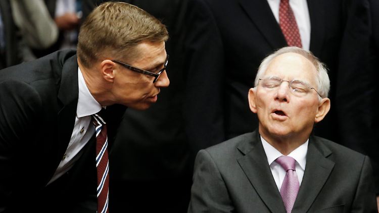 Der finnische Finanzminister Stubb mit seinem deutschen Kollegen Schäuble