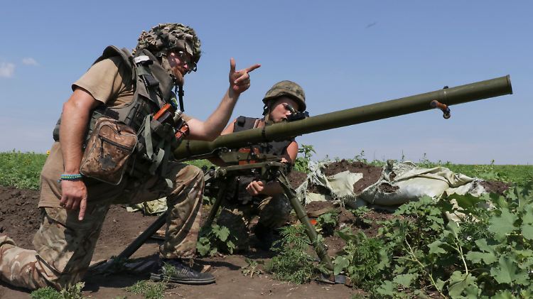 Ukrainische Soldaten bei Schirokin.