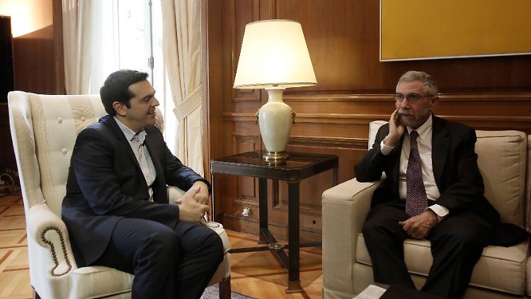 Zu viele Vorschusslorbeeren? Alexis Tsipras (l) im Gespräch mit Paul Krugman