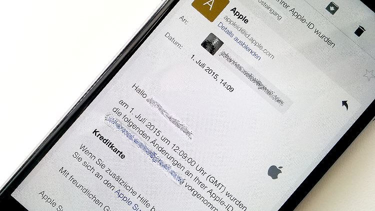 So sieht eine echte E-Mail von Apple aus. 