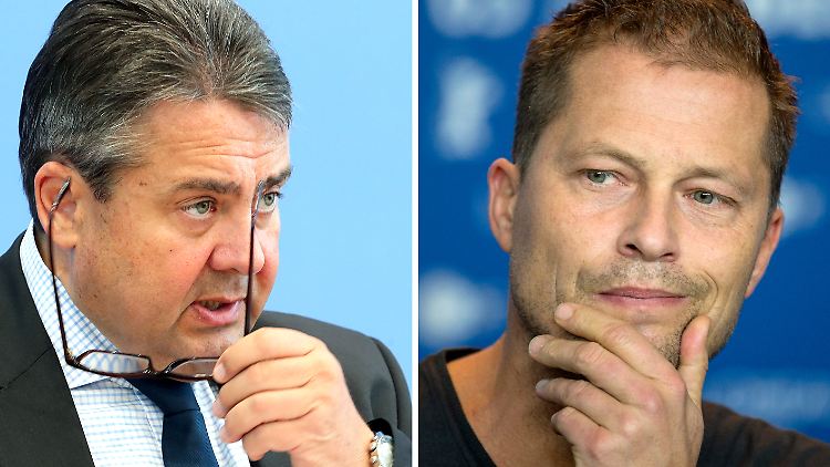 Sprachen eine halbe Stunde miteinander: Sigmar Gabriel (l.), Til Schweiger.