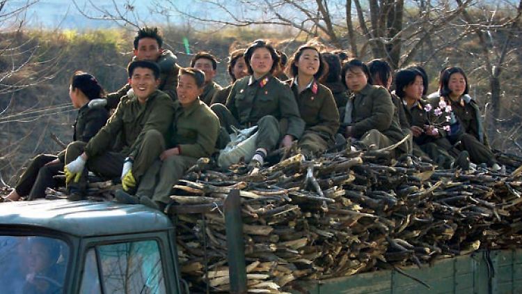Nordkoreanische Soldatinnen und Soldaten bei der Arbeit.