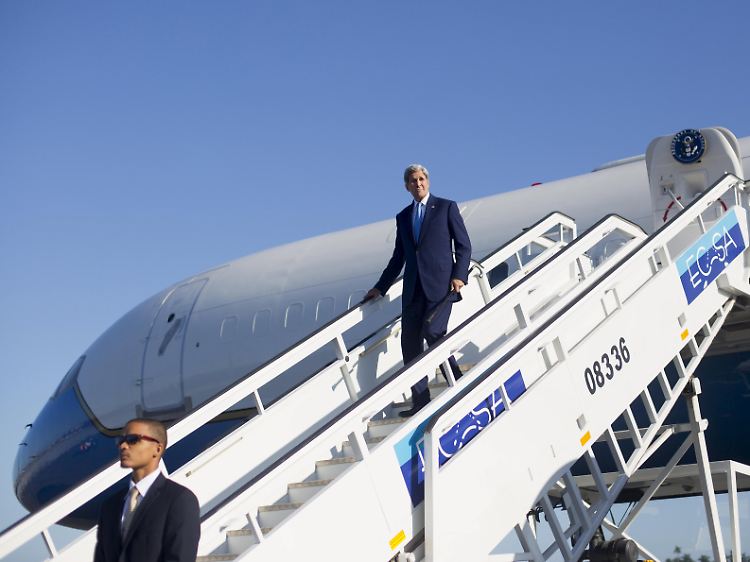 Ankunft am Jose Marti International Airport am Stadtrand von Havanna: US-Außenminister John Kerry.