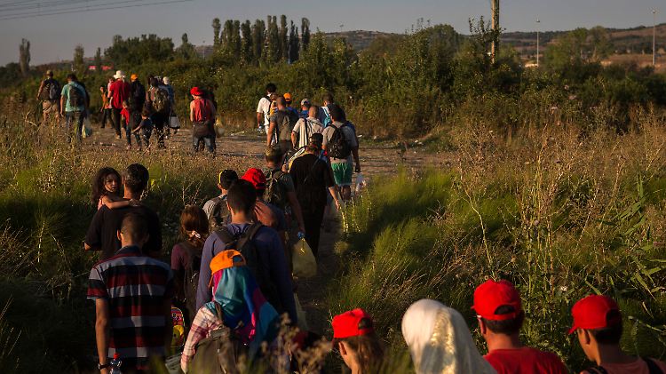 Viele Flüchtlinge laufen zu Fuß Hunderte Kilometer, um nach Europa zu gelangen.