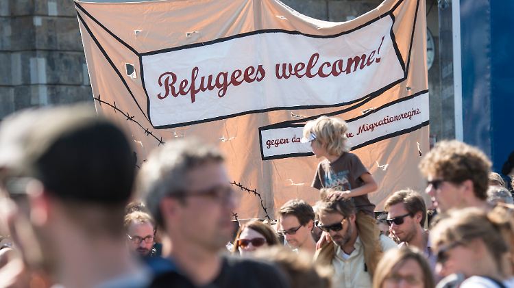 Bei einer Pro-Flüchtlingsveranstaltung am Wochenende in Dresden