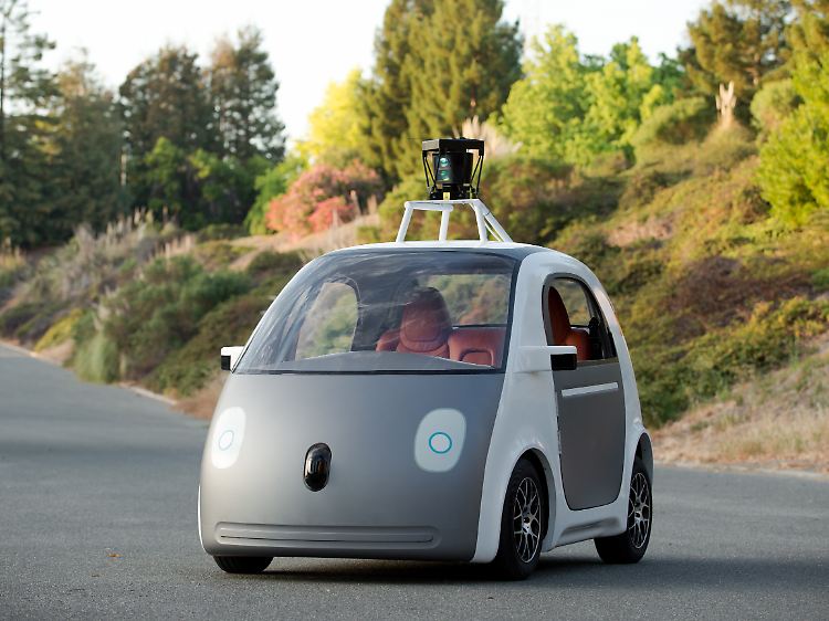 Prototyp eines selbstfahrenden Autos, wie es der Google-Konzern entwickelt hat. Zunächst sollen rund 100 Testfahrzeuge gebaut werden.