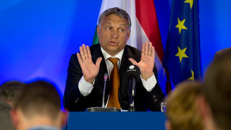 Orban bei der Pressekonferenz in Brüssel
