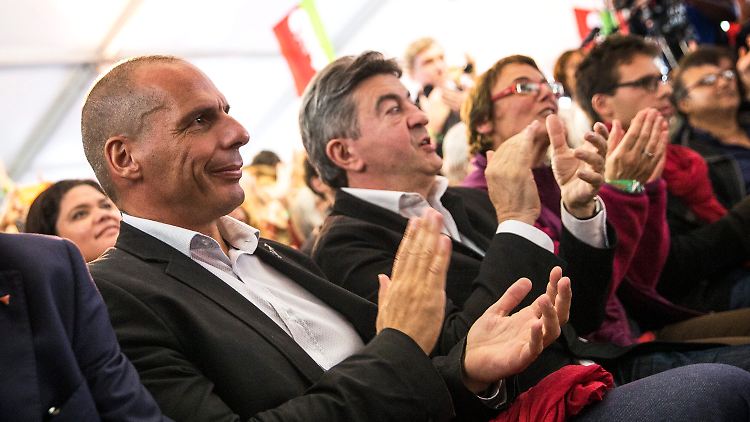 Yanis Varoufakis und Jean-Luc Melenchon bei der "Fête de l'Humanité", dem traditionsreichen Volksfest der französischen Linken.