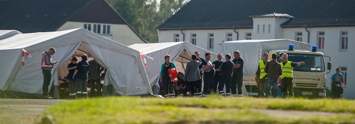 Flüchtlingslager in der Kaserne Oerbcke in Niedersachsen.