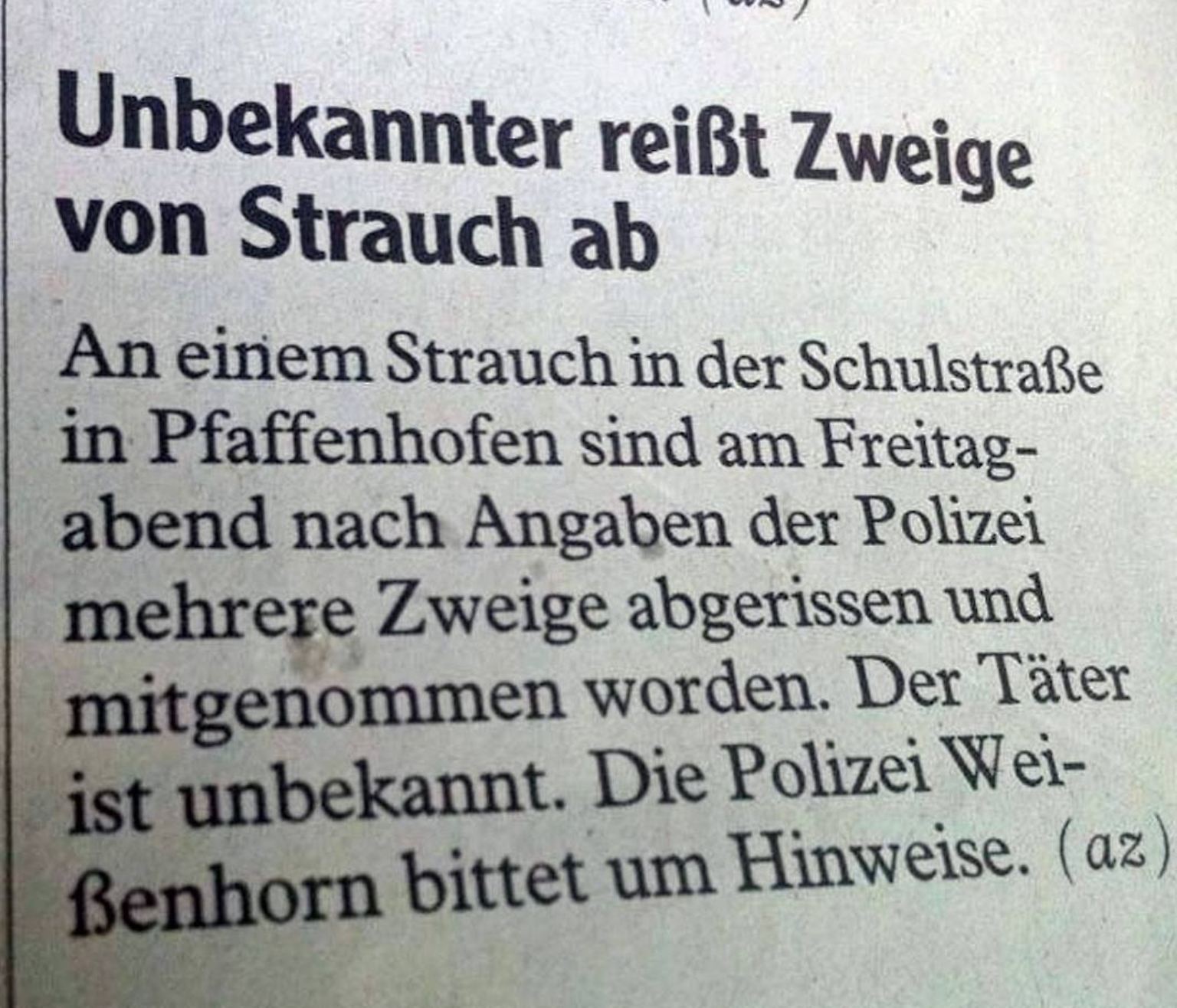Die Auswahl der "Perlen" reicht von absurden Polizeimeldungen,...