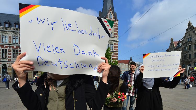 Syrische Flüchtlinge bedankten sich in Erfurt für das herzliche Willkommen.