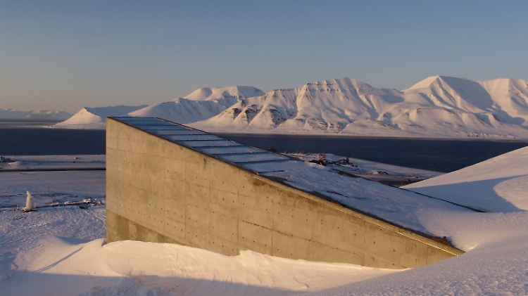 Der Eingang zum Global Seed Vault auf Spitzbergen.