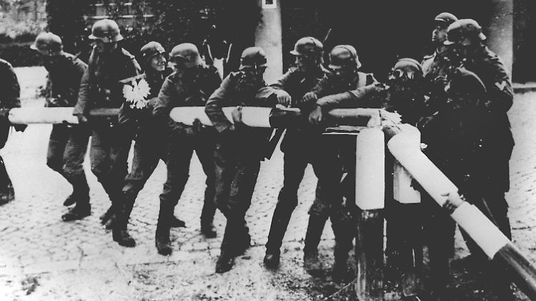 Deutsche Truppen am 1. September 1939 an der deutsch-polnischen Grenze. Am selben Tag verkündete Hitler den Ausbruch des Zweiten Weltkrieges.