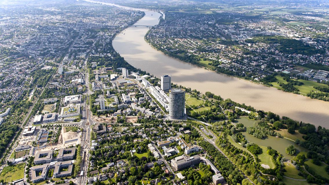 Blick auf die Bundesstadt Bonn - fast 45 Jahre Hauptstadt der Bundesrepublik Deutschland.