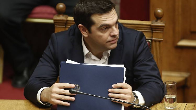 Tsipras nach der Vorstellung des Etat-Entwurfs.