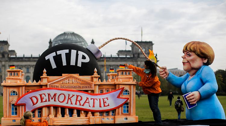 Die Demokratie in Gefahr - so sehen das die TTIP-Gegner.