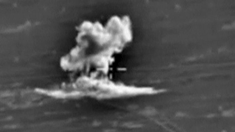 Russland veröffentlicht Aufnahmen, die angeblich zeigen, wie IS-Stellungen bei Aleppo bombardiert werden. 