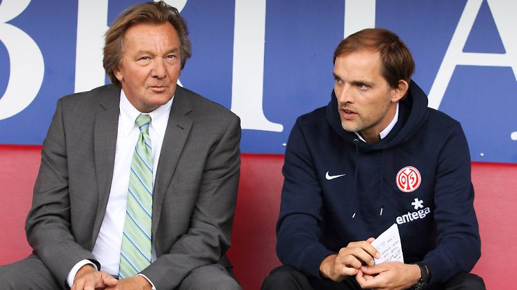 FSV-Präsident Harald Strutz (l.) keilt gegen Ex-Trainer Thomas Tuchel nach.