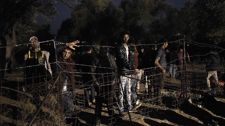 Ein Flüchtlingslager auf der griechischen Insel Lesbos. Tausende Flüchtlinge stranden hier täglich.
