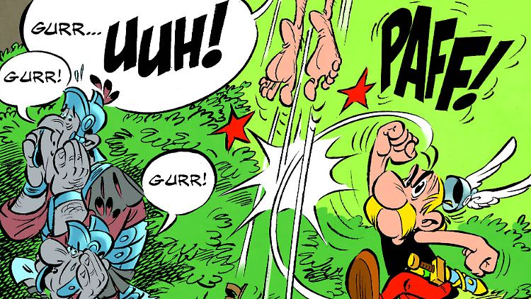 Asterix hat Zaubertrank getrunken - und schon geht's los.