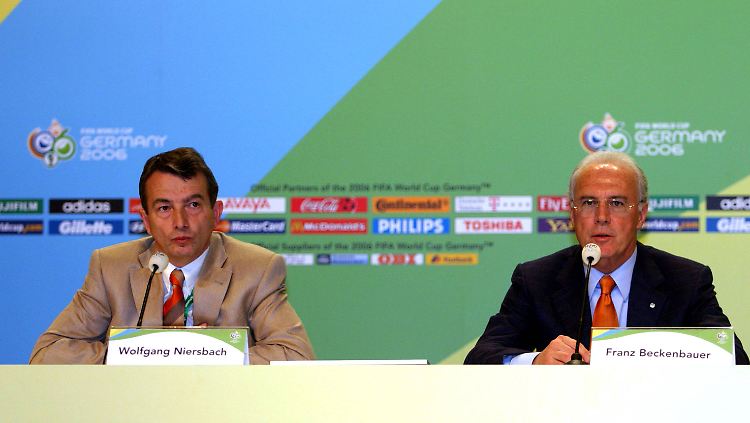 Der heutige DFB-Präsident Wolfgang Niersbach (l.) und Franz Beckenbauer im Jahr 2003: Damals arbeiteten beide im Organisationskomitee der WM 2006.