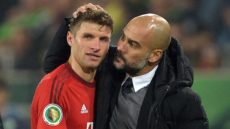 "Ja, war gut heute": Josep Guardiola und Thomas Müller.